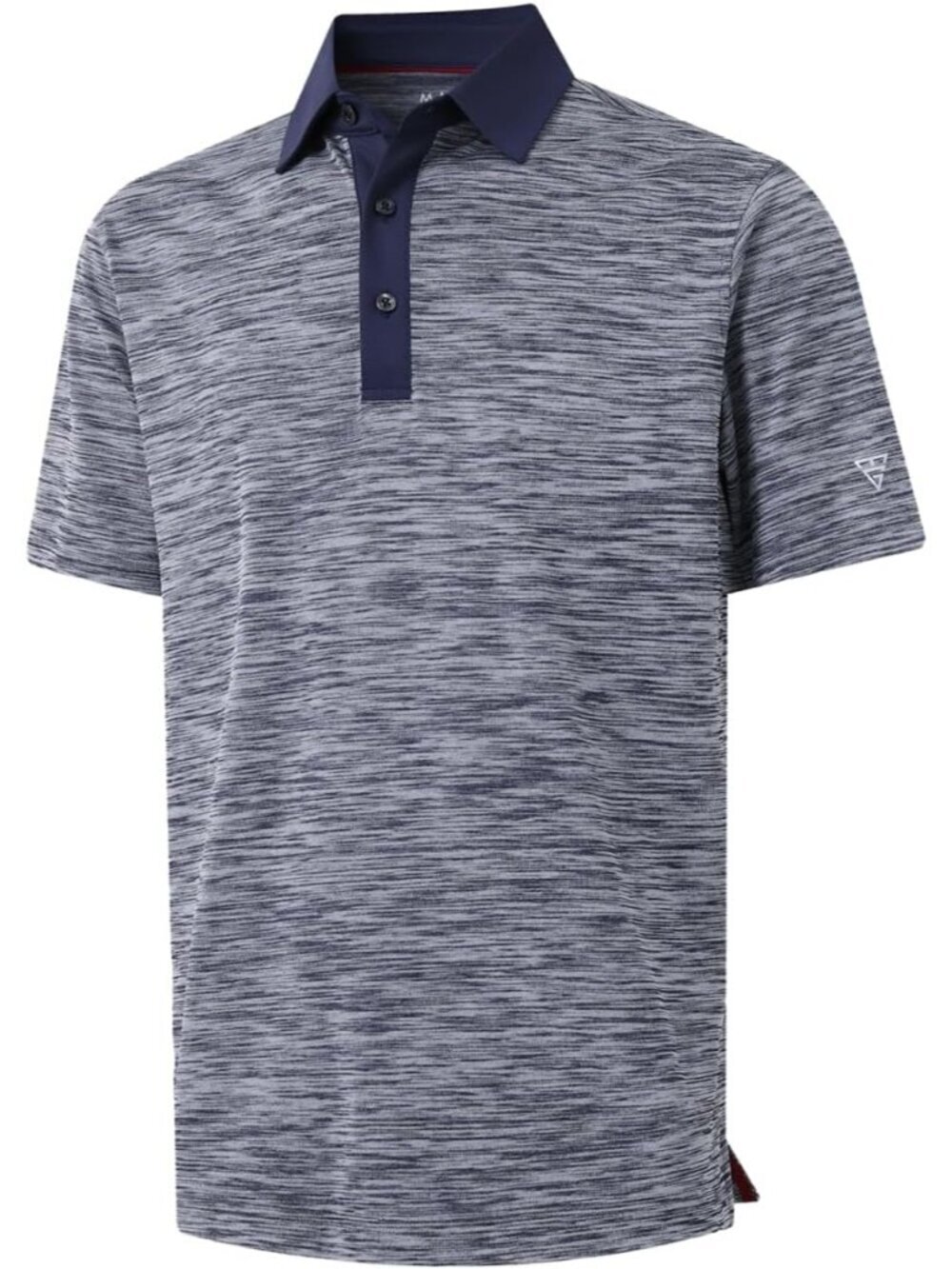 Men Navy Heather Dry Fit Heather Pique Polo Shirt Moisture Wicking Casual